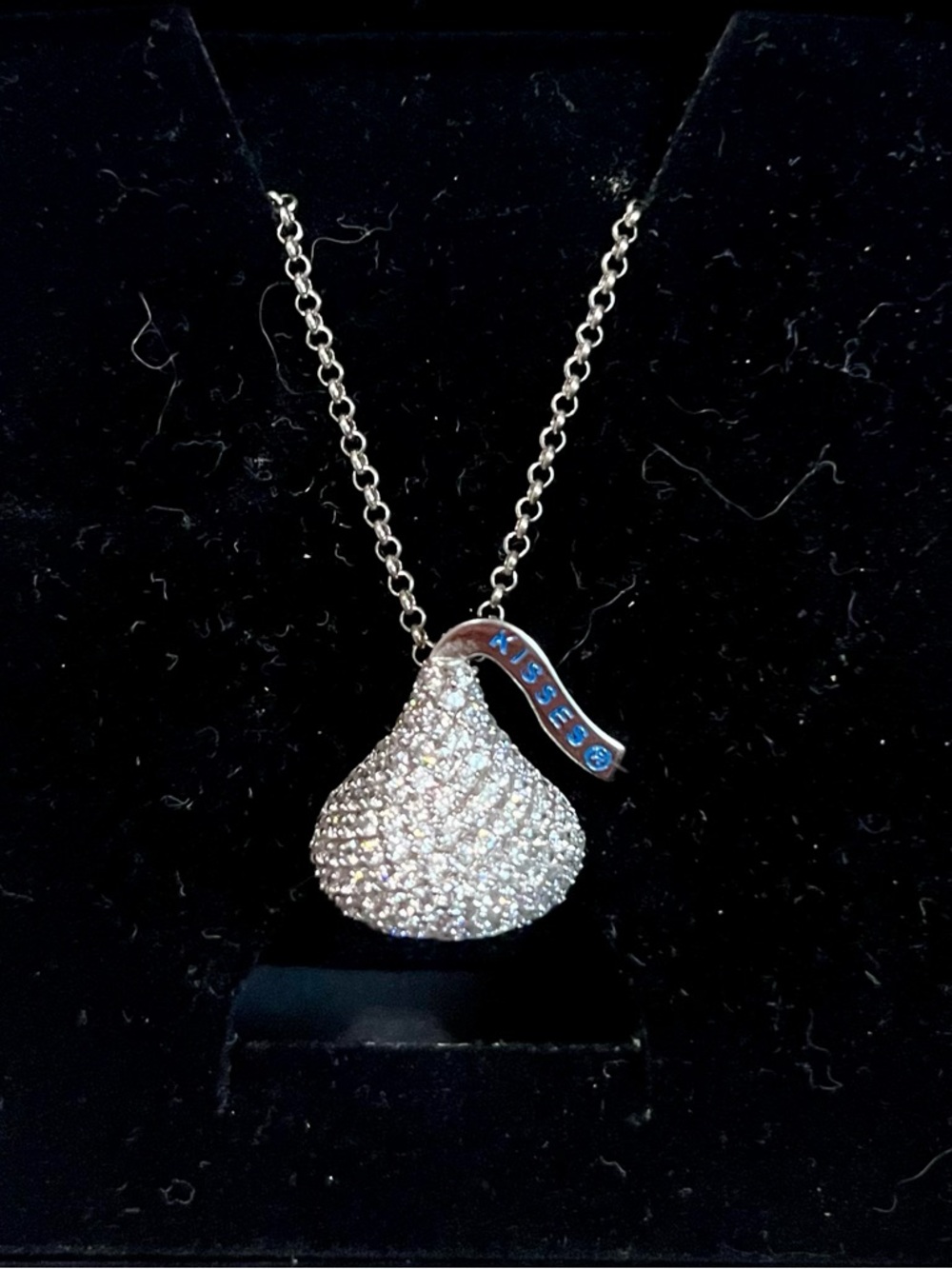 Silver Pavé Hershey Kiss Pendant Necklace